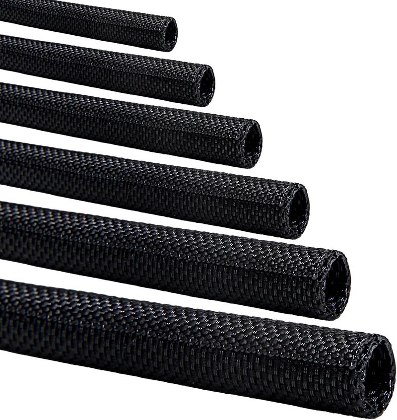 teziicus Split-Sleeve Wire Loom for High-Temperature Automotive Harness and Home Cable Management, 25ft - 1 inch Braided Cable Management Sleeve Cord Protector, Self-Wrapping Split Wire Loom - Image 1